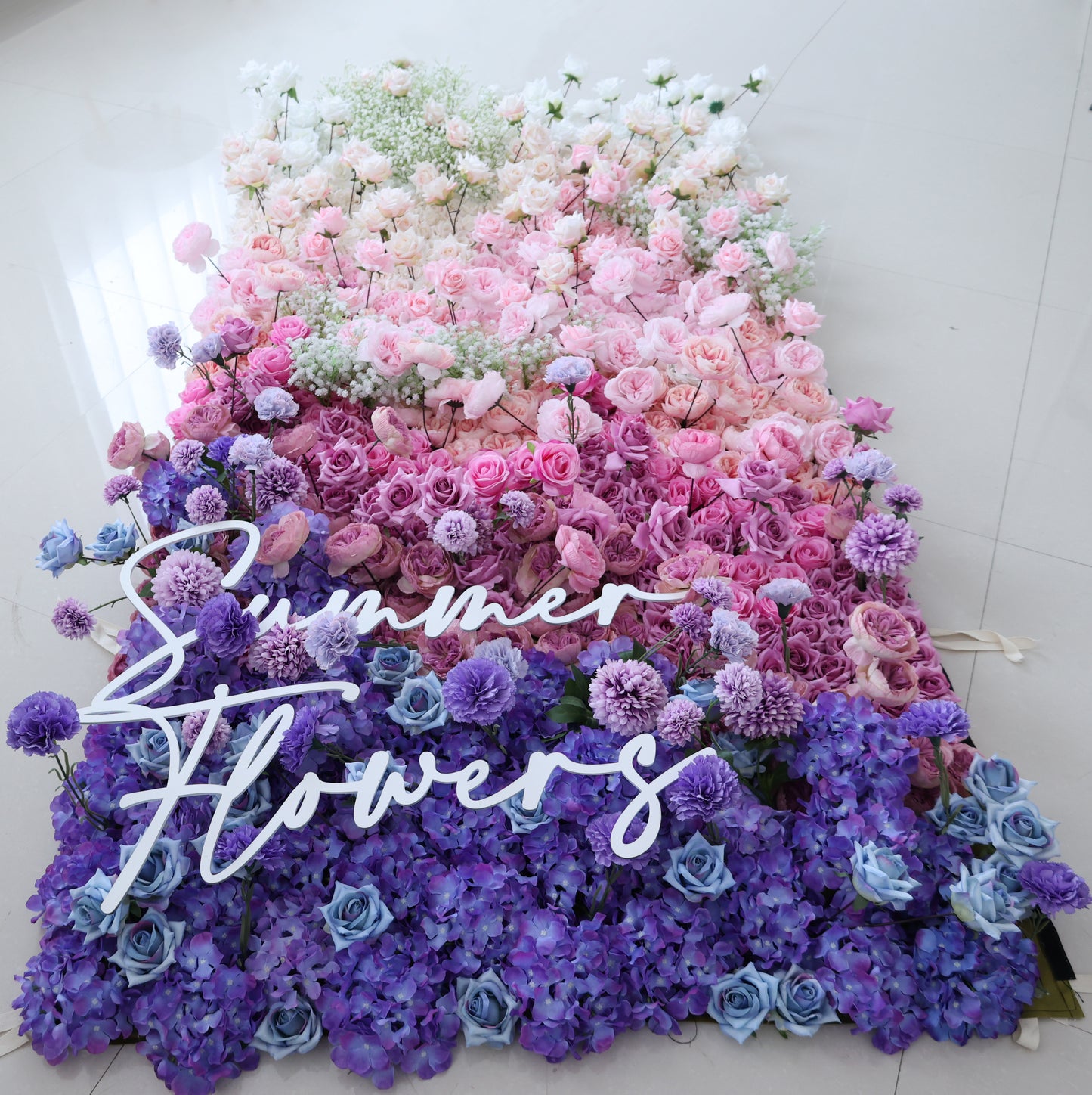 Summer Flower CB-340 8ft*8ft Cloth Back Artificial Flower Wall Roll up Fabric background