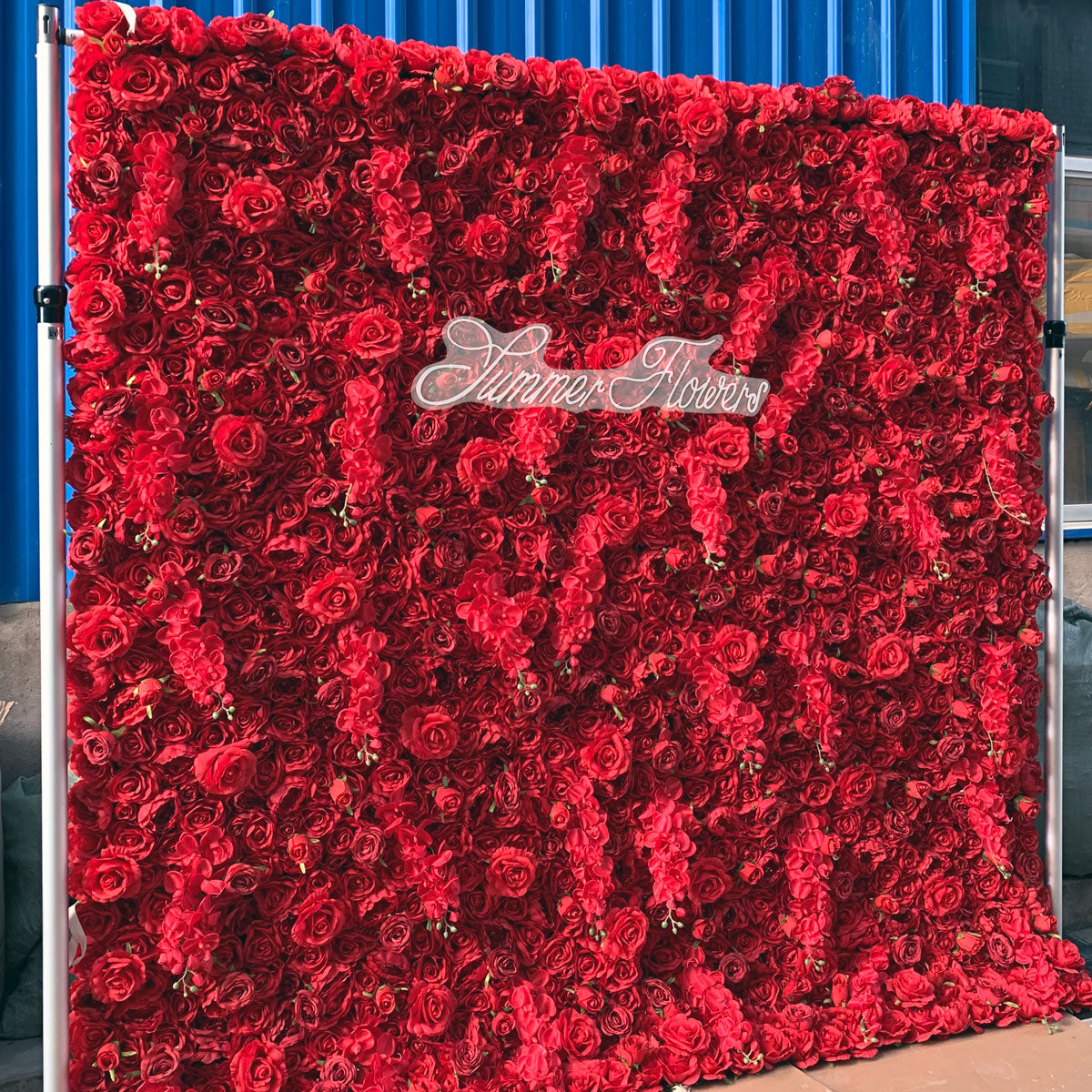 Summer Flower:CB-050 8ft*8ft Cloth Back Artificial Flower Wall Backdrop