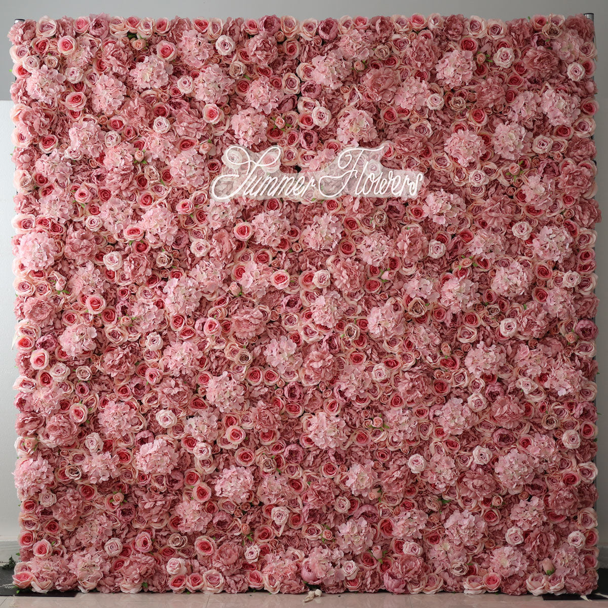 Summer Flower:CB-053 8ft*8ft Cloth Back Artificial Flower Wall Backdrop