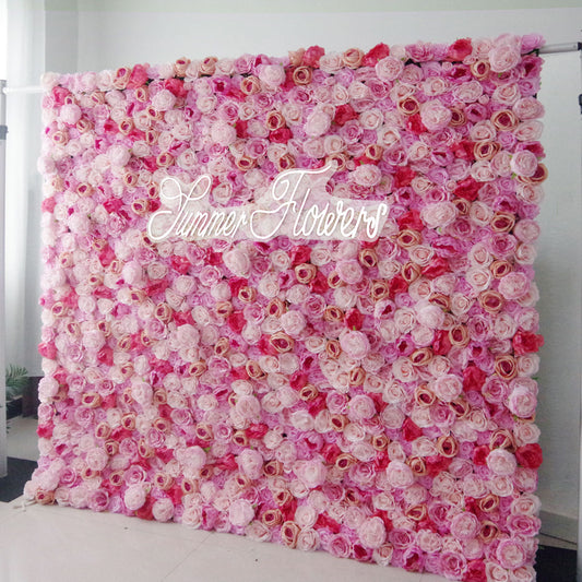 Summer Flower:CB-151 8ft*8ft Cloth Back Artificial Flower Wall Backdrop