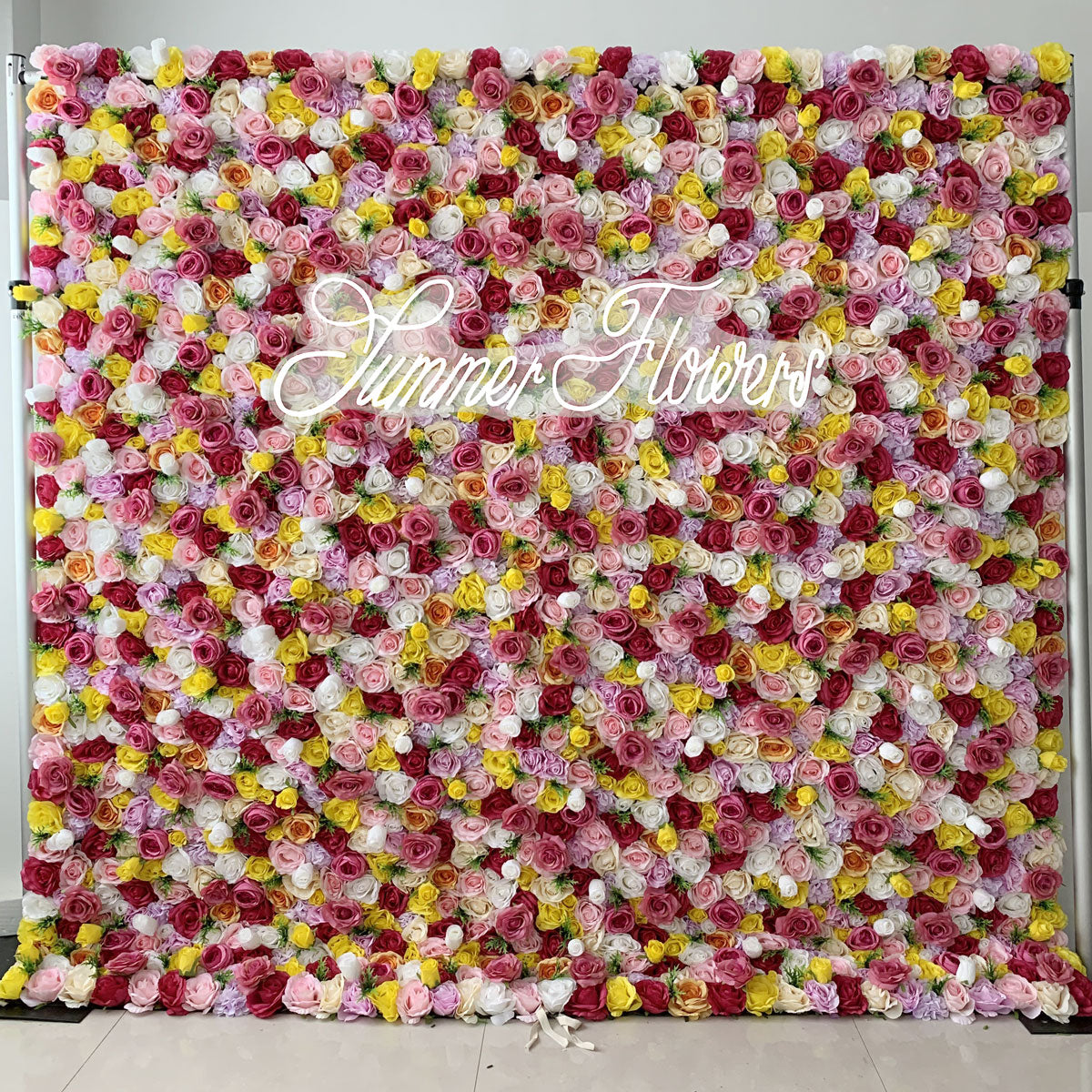 Summer Flower:CB-153 8ft*8ft Cloth Back Artificial Flower Wall Backdrop
