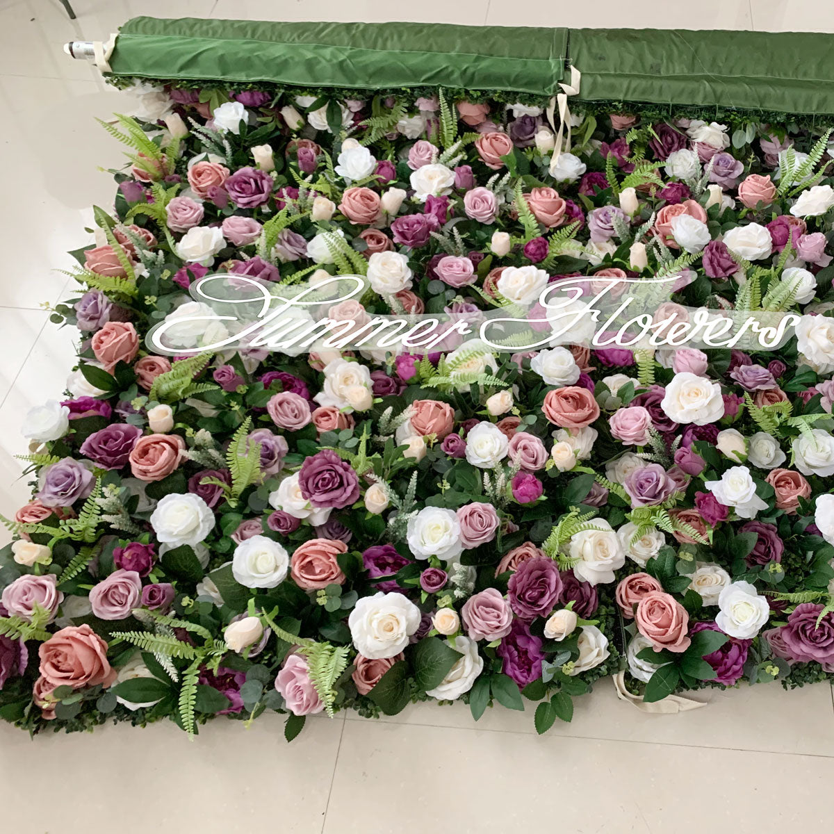 Summer Flower:CB-154 8ft*8ft Cloth Back Artificial Flower Wall Backdrop