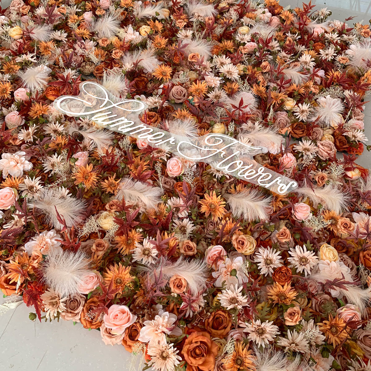 Summer Flower:CB-155 8ft*8ft Cloth Back Artificial Flower Wall Backdrop