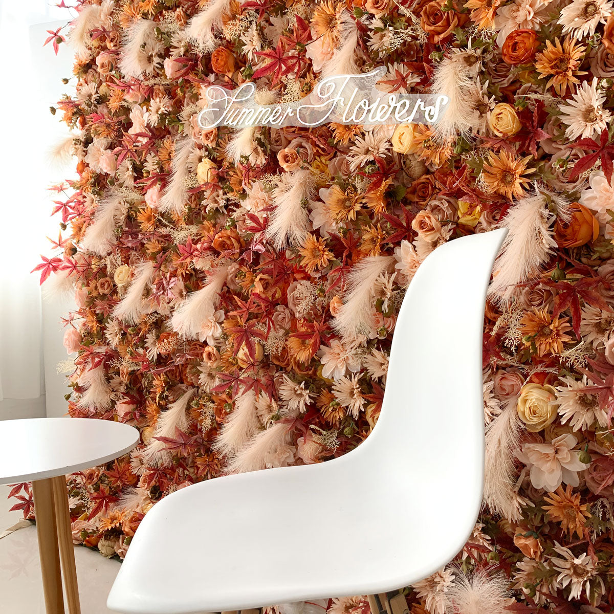 Summer Flower:CB-155 8ft*8ft Cloth Back Artificial Flower Wall Backdrop