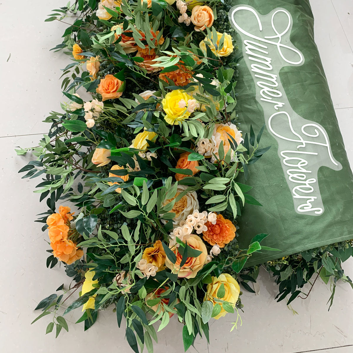 Summer Flower:CB-156 8ft*8ft Cloth Back Artificial Flower Wall Backdrop