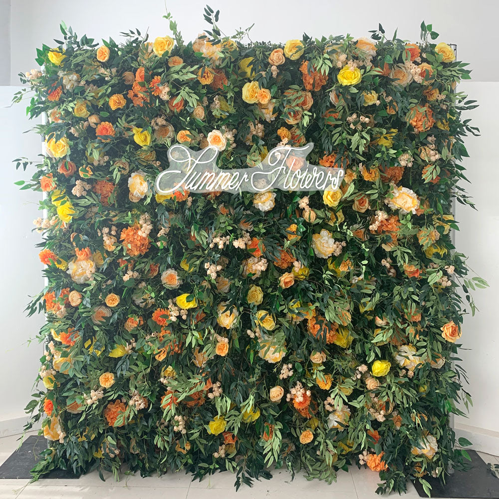 Summer Flower:CB-156 8ft*8ft Cloth Back Artificial Flower Wall Backdrop