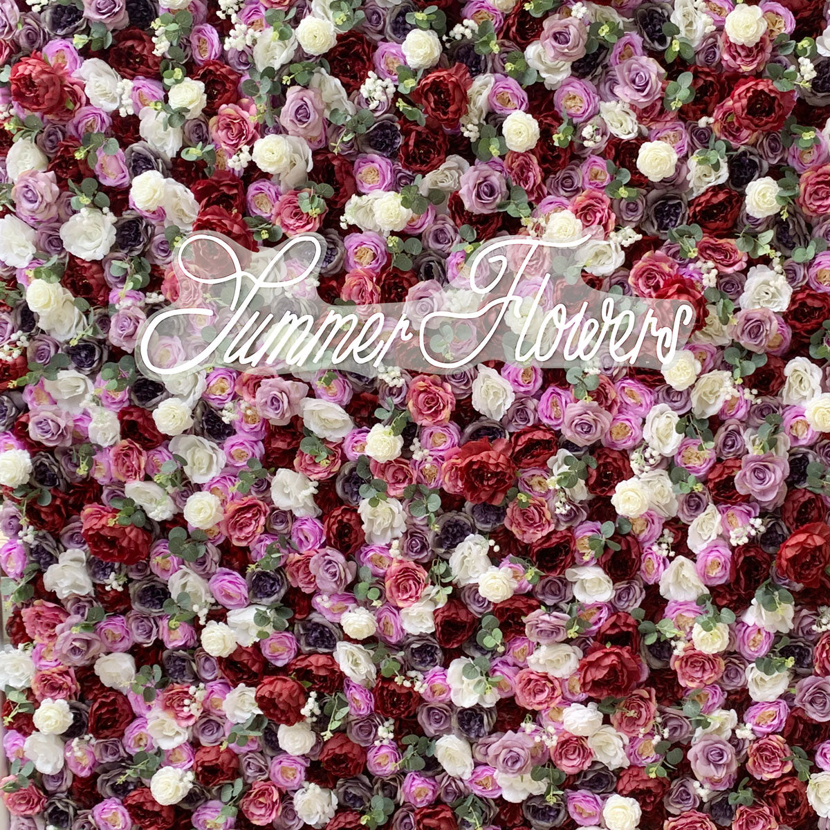 Summer Flower:CB-159 8ft*8ft Cloth Back Artificial Flower Wall Backdrop