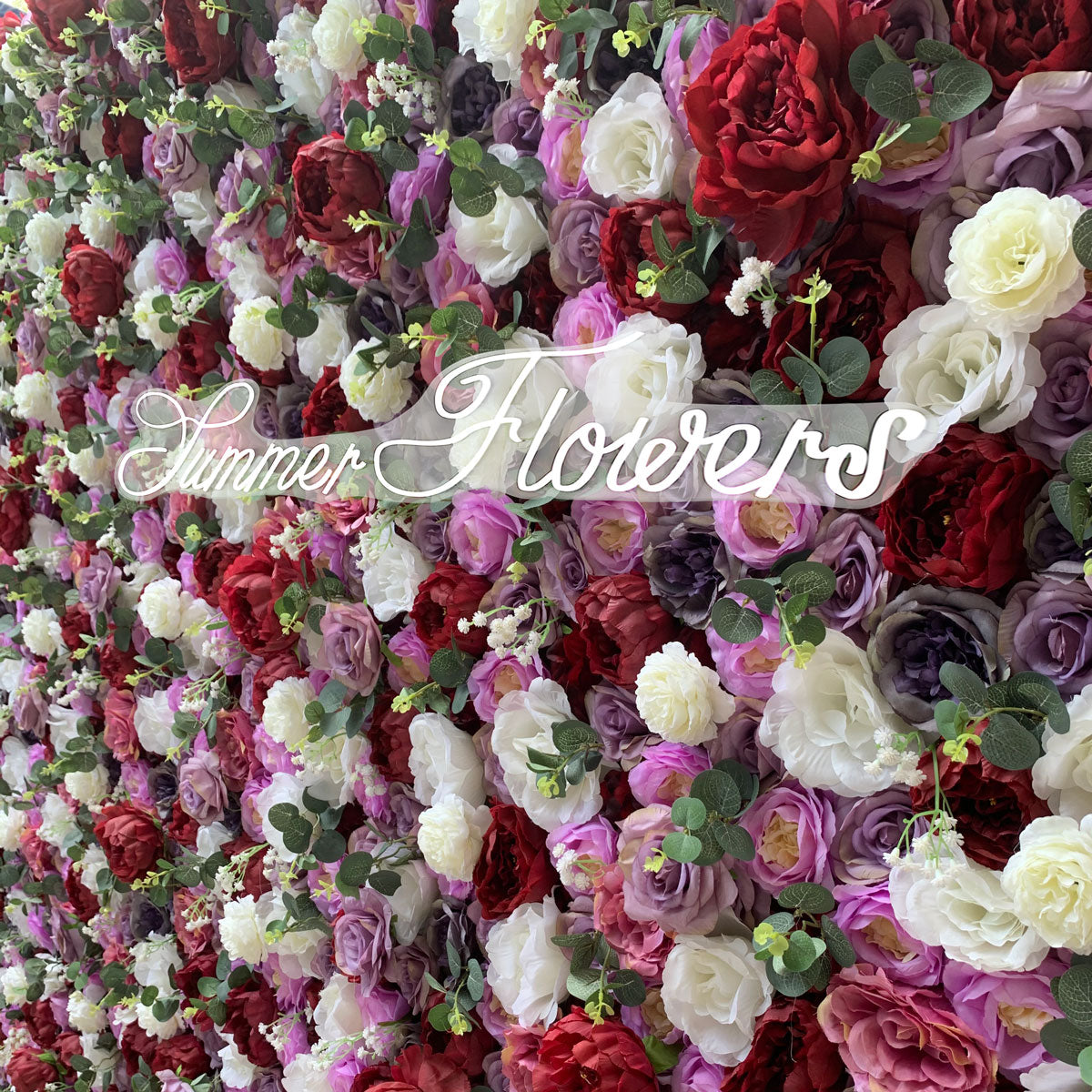 Summer Flower:CB-159 8ft*8ft Cloth Back Artificial Flower Wall Backdrop