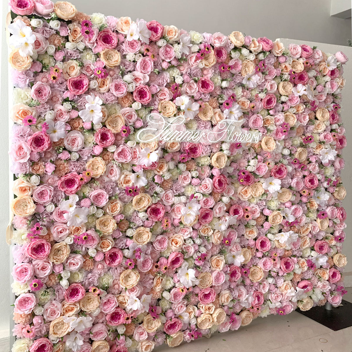 Summer Flower:CB-184 8ft*8ft Cloth Back Artificial Flower Wall Backdrop