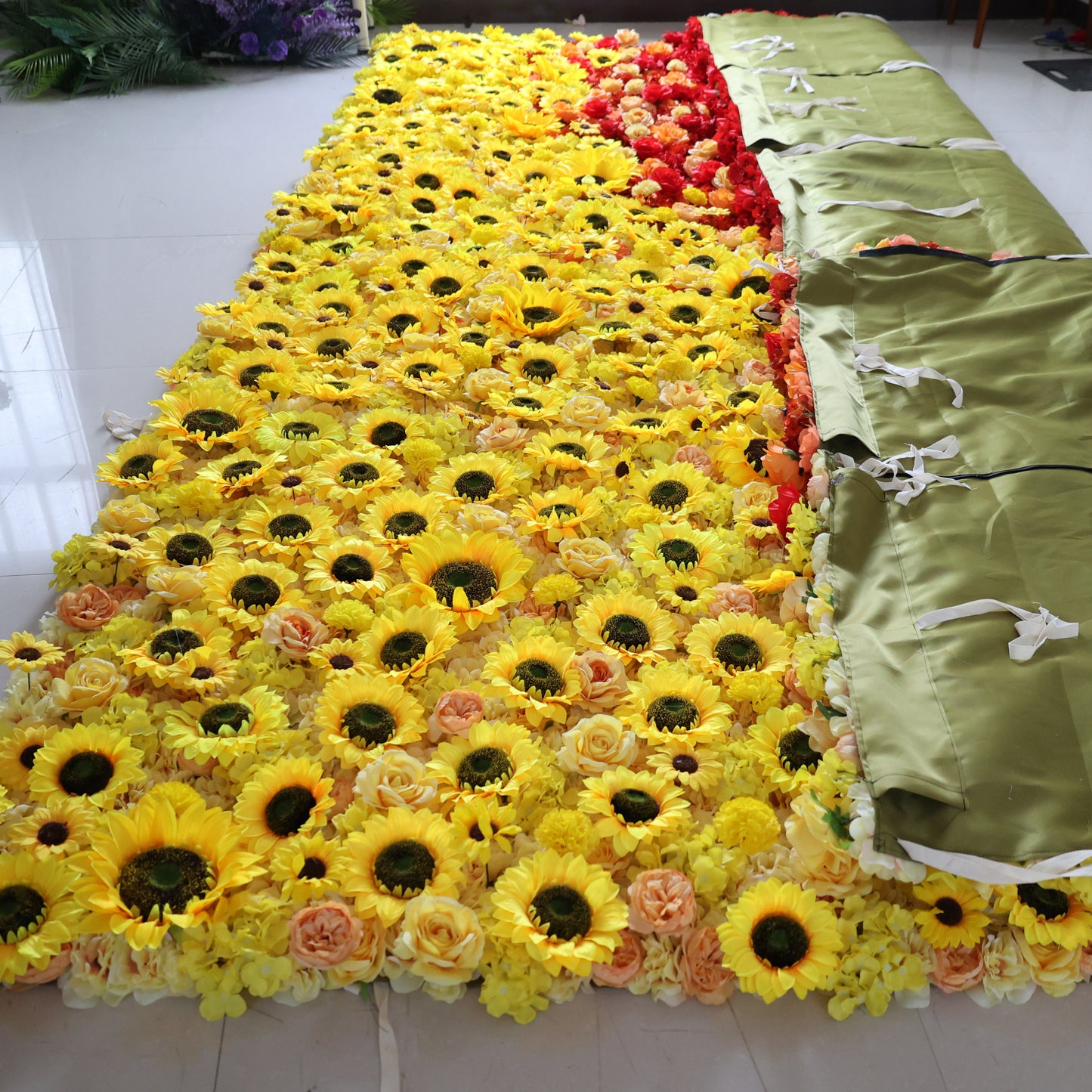 Summer Flower CB-445 8ft*8ft Cloth Back Artificial Flower Wall Roll up Fabric background