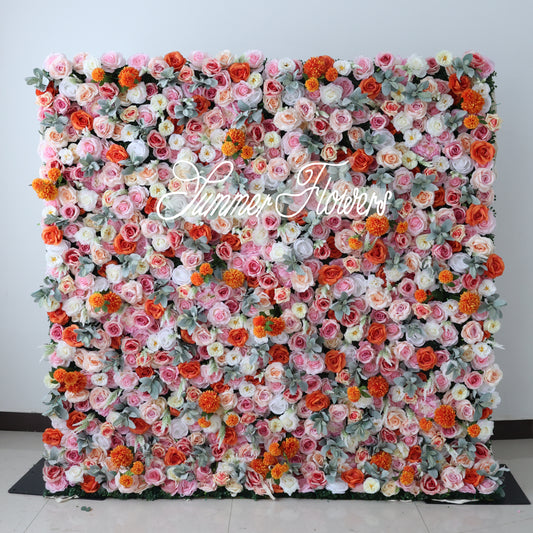 Summer Flower CB-463 8ft*8ft Cloth Back Artificial Flower Wall Roll up Fabric background