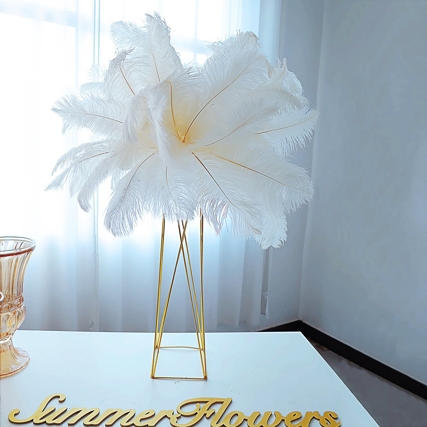 FL-076 Ostrich feather simulation flower ball wedding table flower table decoration flower ball best-selling