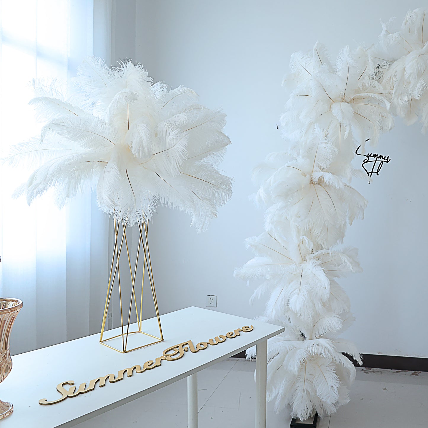 FL-076 Ostrich feather simulation flower ball wedding table flower table decoration flower ball best-selling