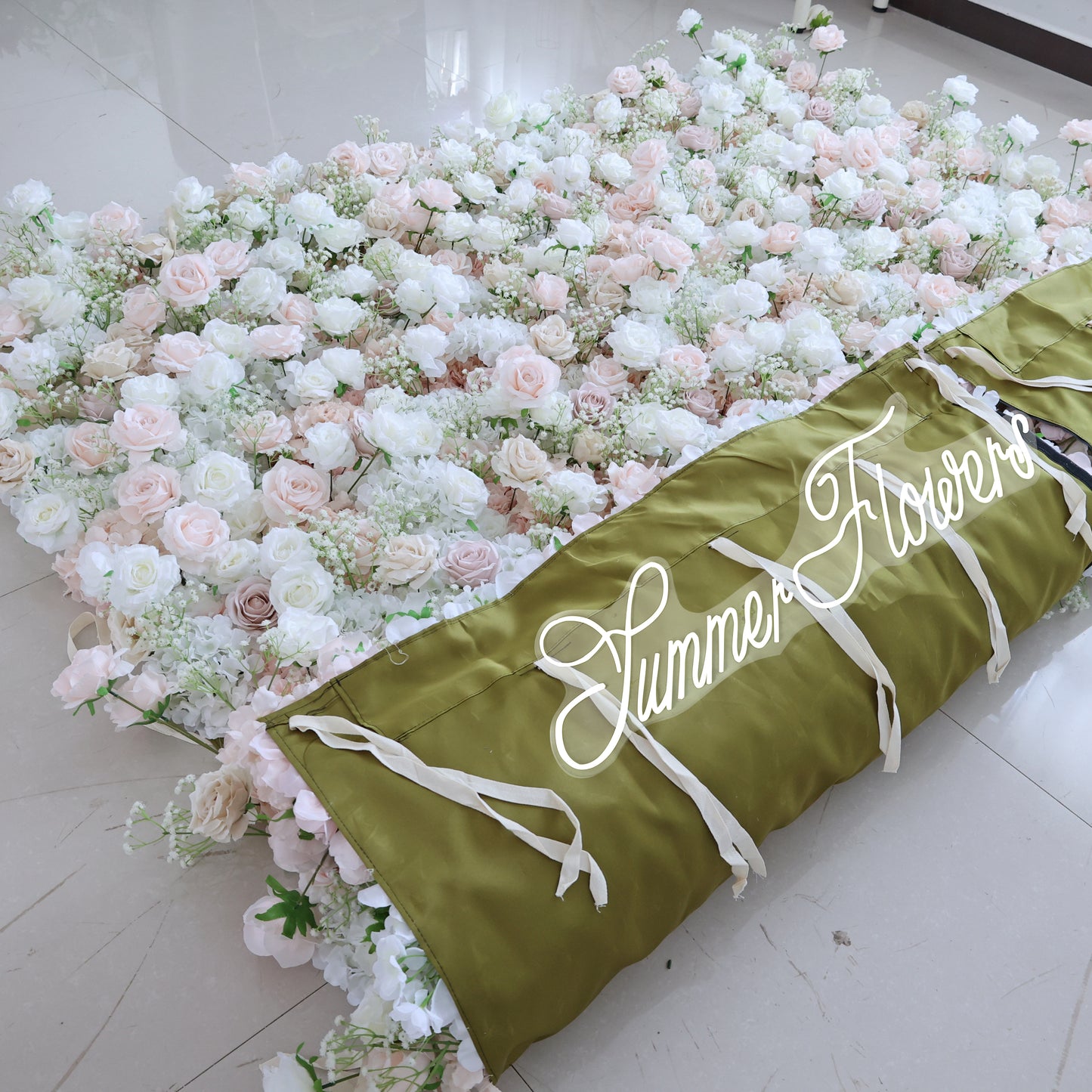 Summer Flower CB-374-3 8ft*8ft Cloth Back Artificial Flower Wall Roll up Fabric background