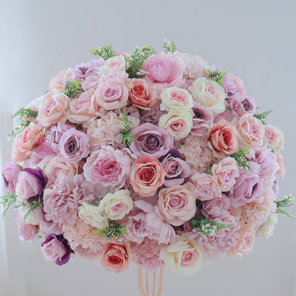 FL-092 Beautiful champagne pink artificial flowers customizable centerpiece flower balls for indoor outdoor wedding decorations