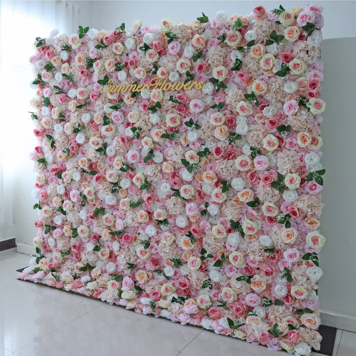 Summer Flower CB-349 8ft*8ft Cloth Back Artificial Flower Wall Roll up Fabric background