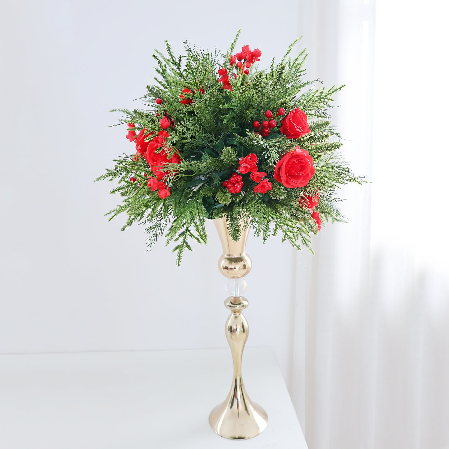 FL-125 Christmas pine 50cm 60cm 70cm arrangement Artificial Wedding Flower Ball Centerpieces for Wedding Decoration