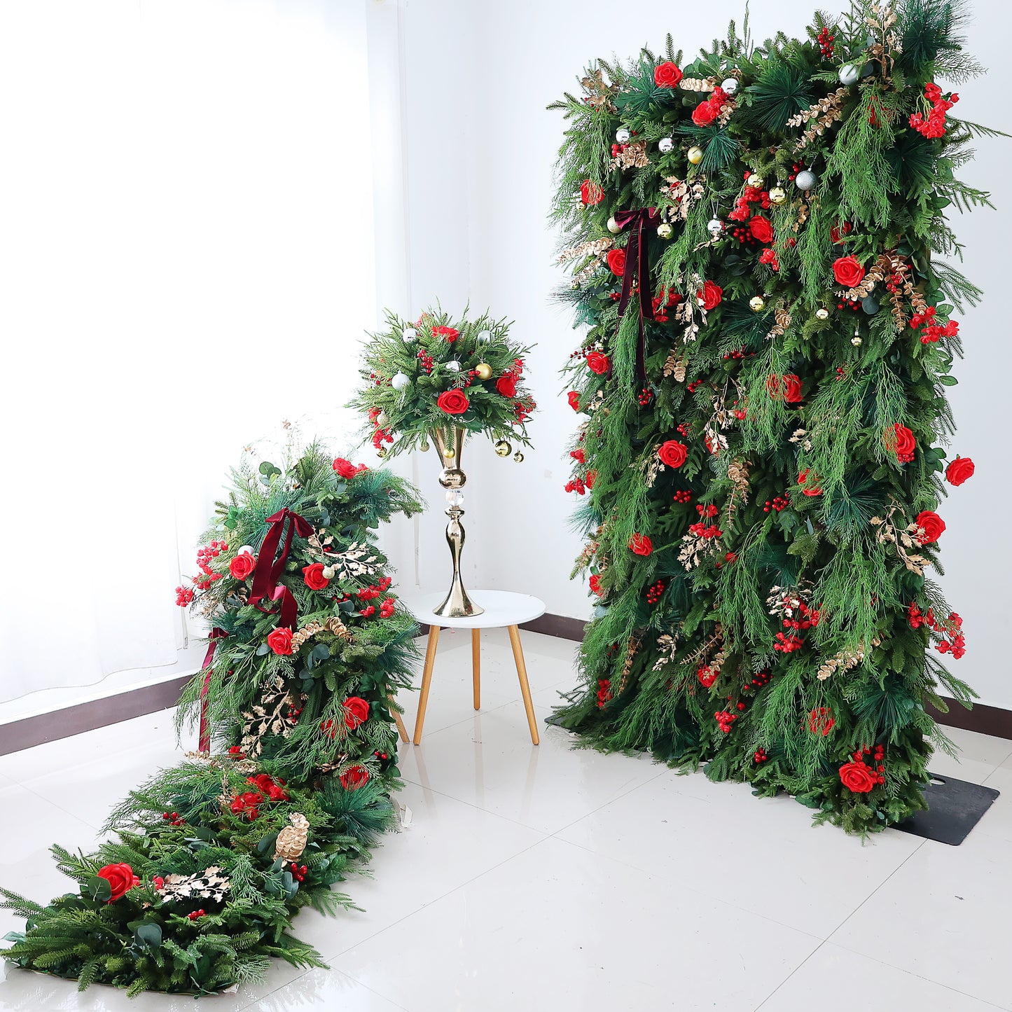 FL-125 Christmas pine 50cm 60cm 70cm arrangement Artificial Wedding Flower Ball Centerpieces for Wedding Decoration