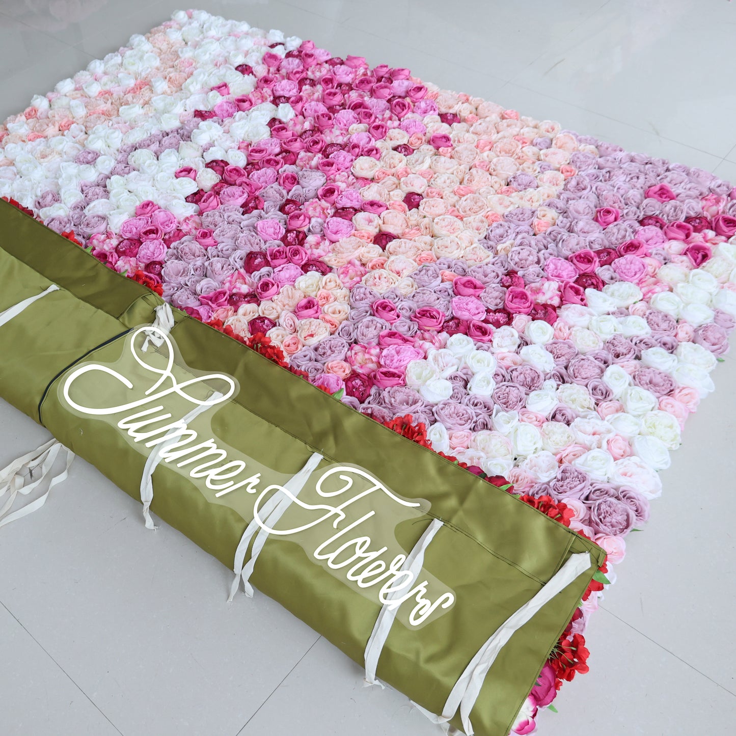 Summer Flower CB-353 8ft*8ft Cloth Back Artificial Flower Wall Roll up Fabric background