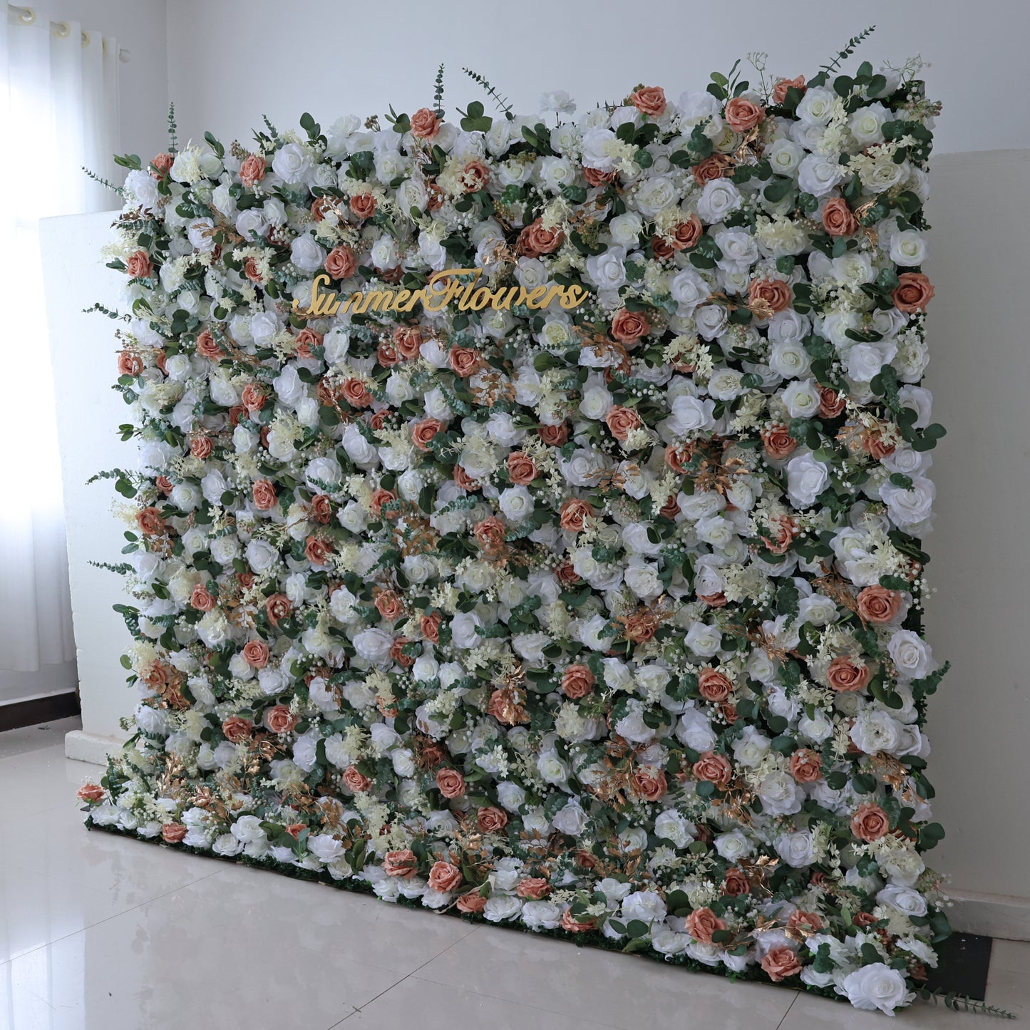 Summer Flower CB-358 8ft*8ft Cloth Back Artificial Flower Wall Roll up Fabric background