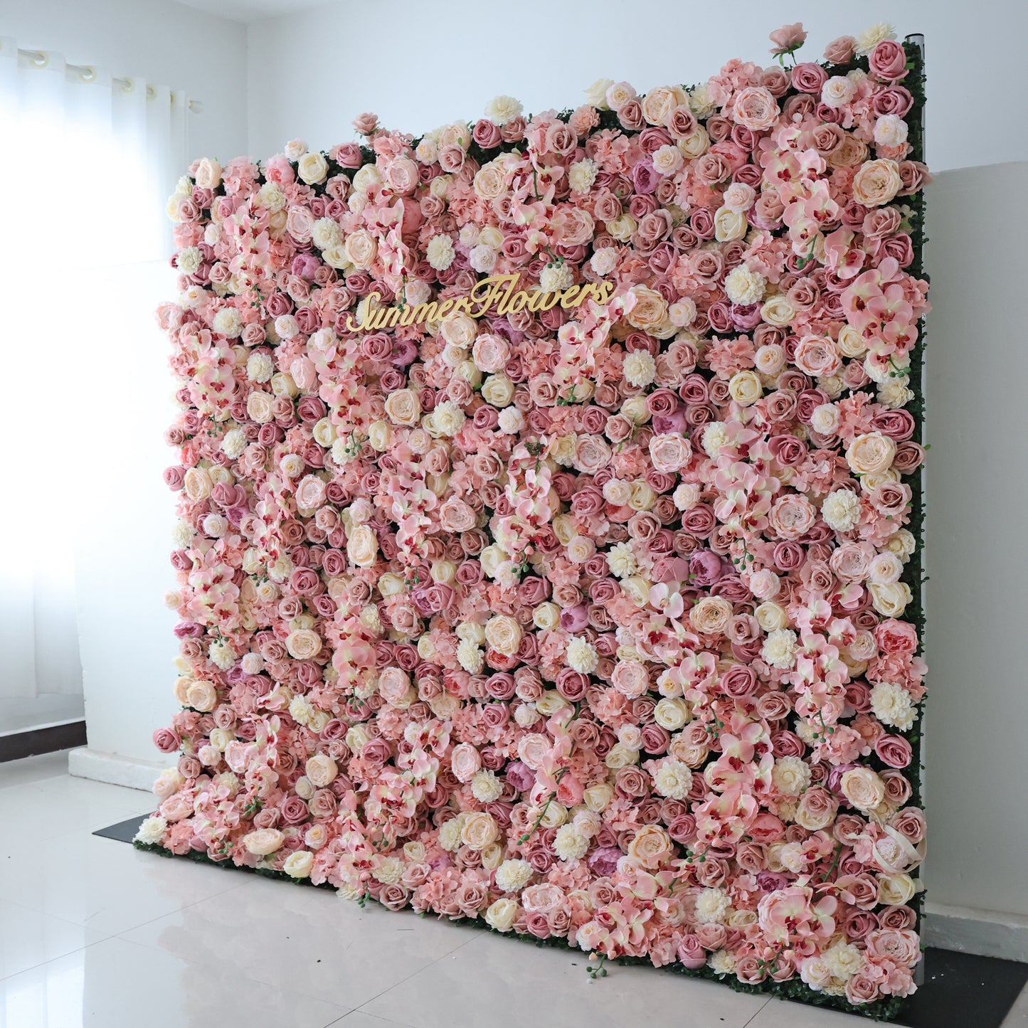 Summer Flower CB-360 8ft*8ft Cloth Back Artificial Flower Wall Roll up Fabric background