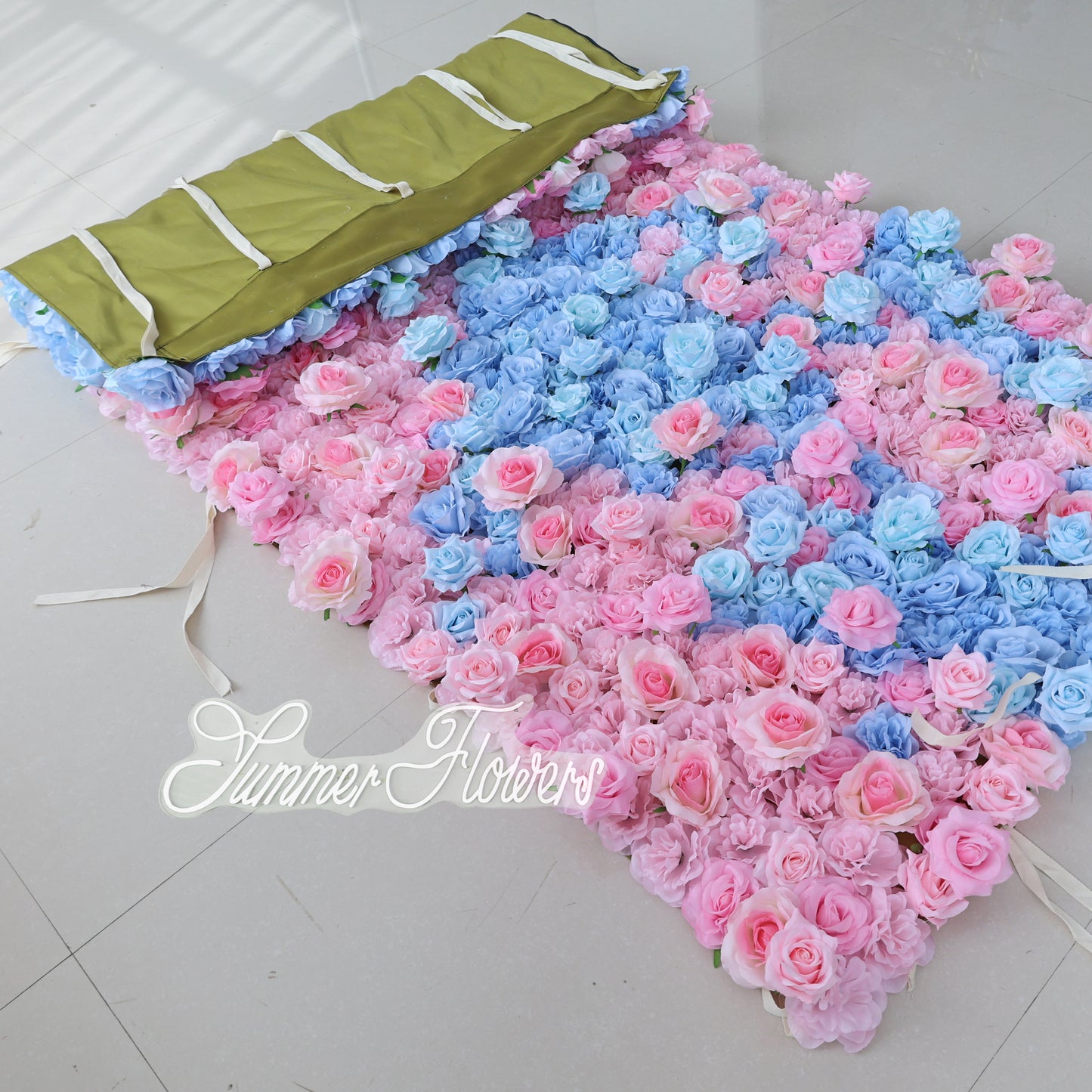 Summer Flower CB-501 8ft*8ft Cloth Back Artificial Flower Wall Roll up Fabric background