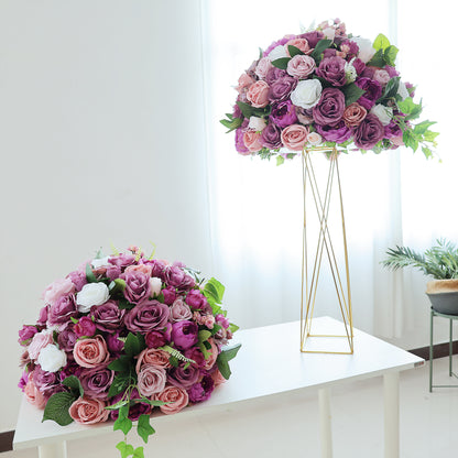 Fl-032 New design artificial purple rose baby breath flower wedding centerpieces floral ball centerpiece