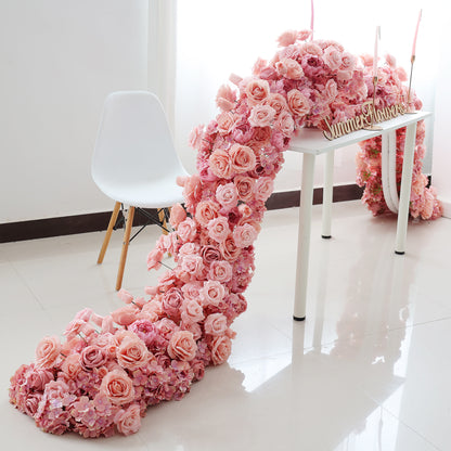 FR-001-40 Wedding Artificial Flower Table Runner Silk Rose Flower Artificial Wholesale Flower Runner Table Runners For Sale