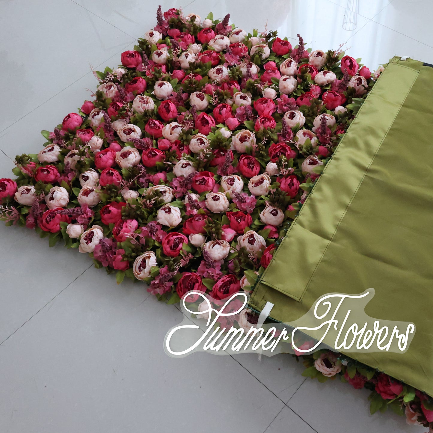 Summer Flower CB-334 8ft*8ft Cloth Back Artificial Flower Wall Roll up Fabric background