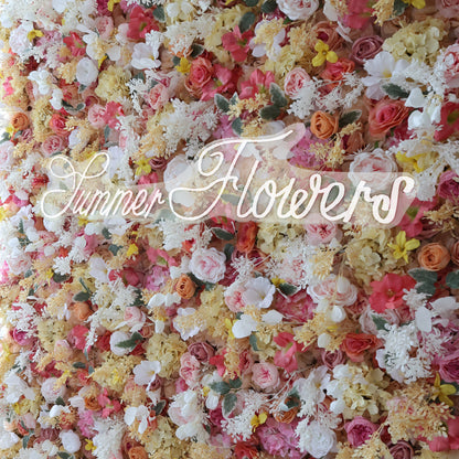 Summer Flower CB-336 8ft*8ft Cloth Back Artificial Flower Wall Roll up Fabric background