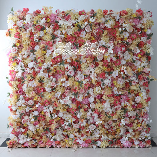 Summer Flower CB-336 8ft*8ft Cloth Back Artificial Flower Wall Roll up Fabric background