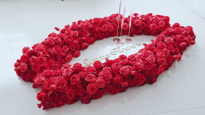 FR-002-40 Custom Artificial Silk Pink Flower Runner Rose Floor Table Flower Runner For Wedding Arrangement Decoration