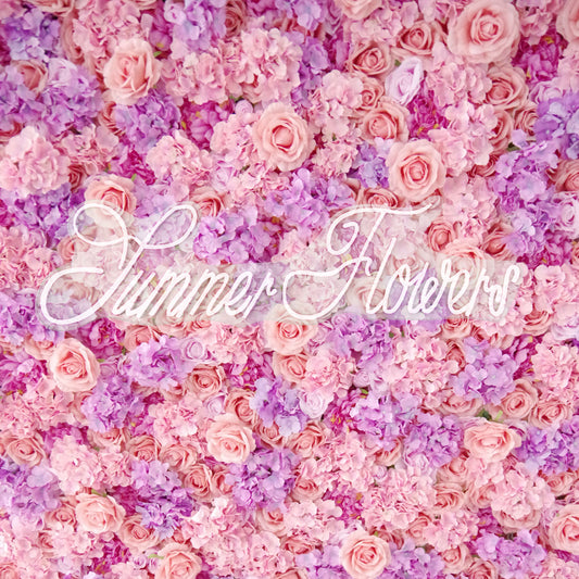 Summer Flower:CB-055 8ft*8ft Cloth Back Artificial Flower Wall Backdrop