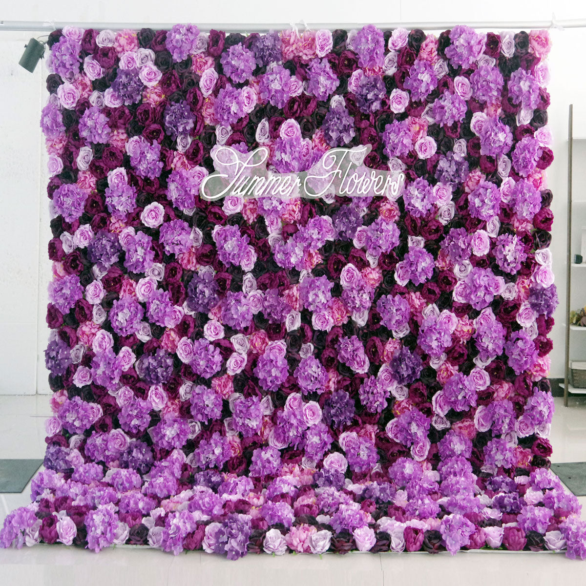 Summer Flower:CB-057 8ft*8ft Cloth Back Artificial Flower Wall Backdrop