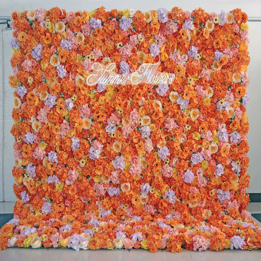 Summer Flower:CB-060 8ft*8ft Cloth Back Artificial Flower Wall Backdrop