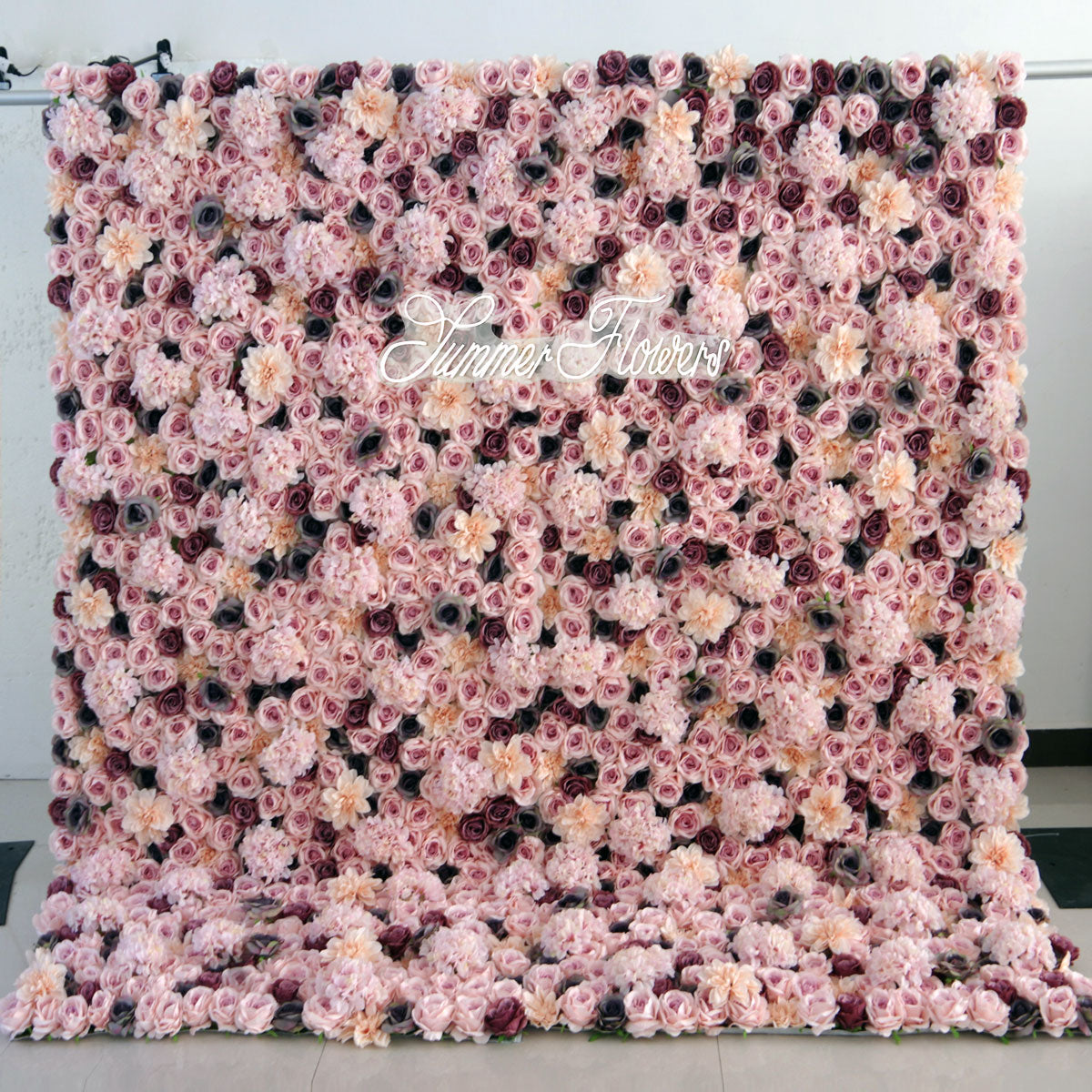 Summer Flower:CB-062 8ft*8ft Cloth Back Artificial Flower Wall Backdrop