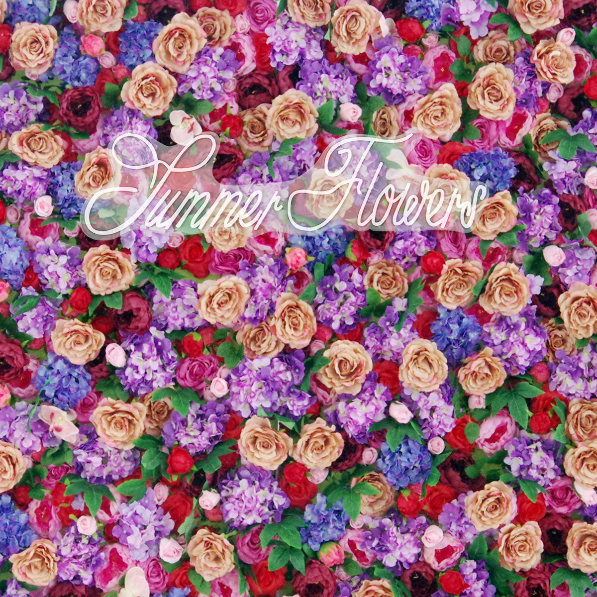 Summer Flower:CB-066 8ft*8ft Cloth Back Artificial Flower Wall Backdrop