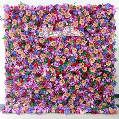 Summer Flower:CB-066 8ft*8ft Cloth Back Artificial Flower Wall Backdrop