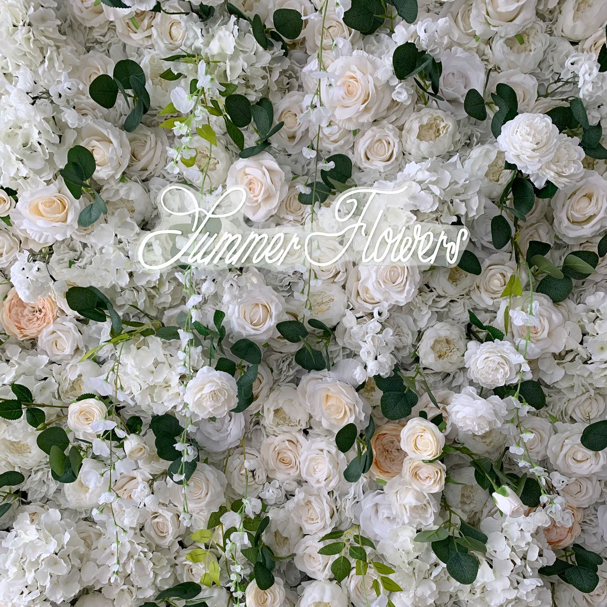 Summer Flower:CB-150 8ft*8ft Cloth Back Artificial Flower Wall Backdrop