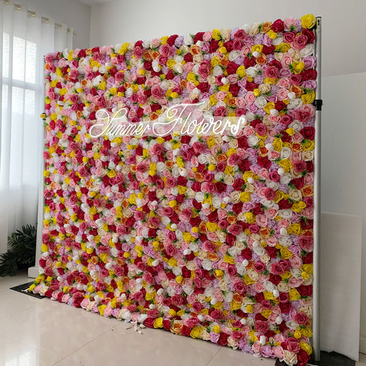 Summer Flower:CB-153 8ft*8ft Cloth Back Artificial Flower Wall Backdrop