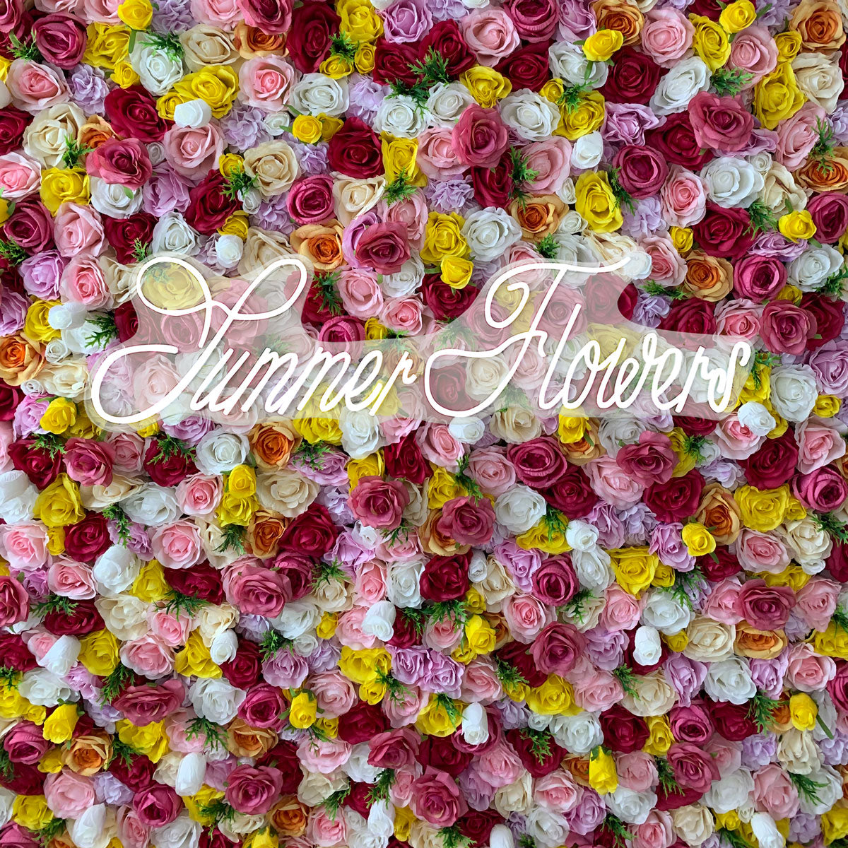Summer Flower:CB-153 8ft*8ft Cloth Back Artificial Flower Wall Backdrop