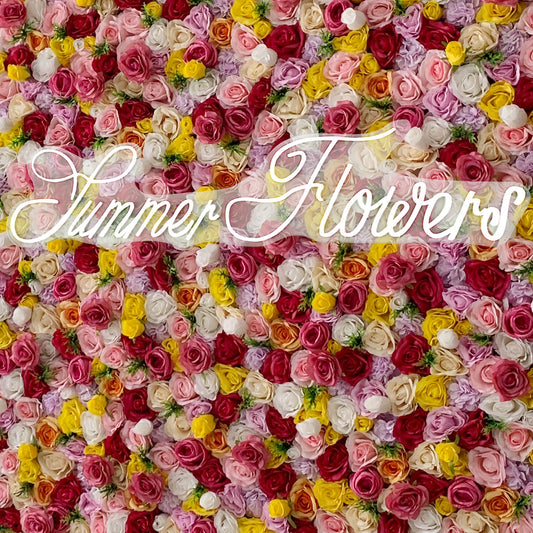 Summer Flower:CB-153 8ft*8ft Cloth Back Artificial Flower Wall Backdrop