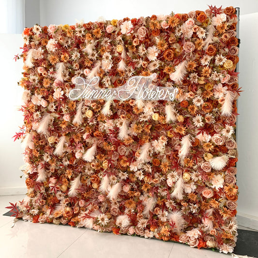 Summer Flower:CB-155 8ft*8ft Cloth Back Artificial Flower Wall Backdrop