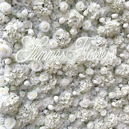 Summer Flower:CB-157 8ft*8ft Cloth Back Roll up Fabric Artificial Flower Wall Backdrop