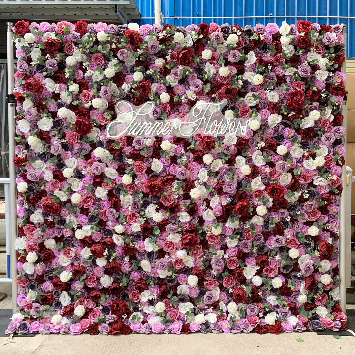 Summer Flower:CB-159 8ft*8ft Cloth Back Artificial Flower Wall Backdrop