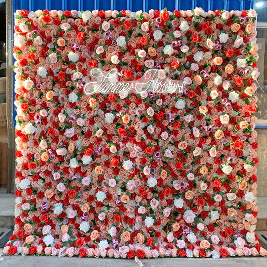 Summer Flower:CB-162 8ft*8ft Cloth Back Artificial Flower Wall Backdrop