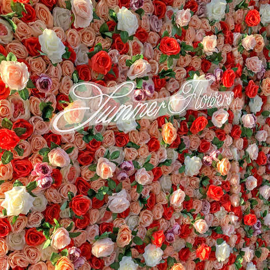 Summer Flower:CB-162 8ft*8ft Cloth Back Artificial Flower Wall Backdrop