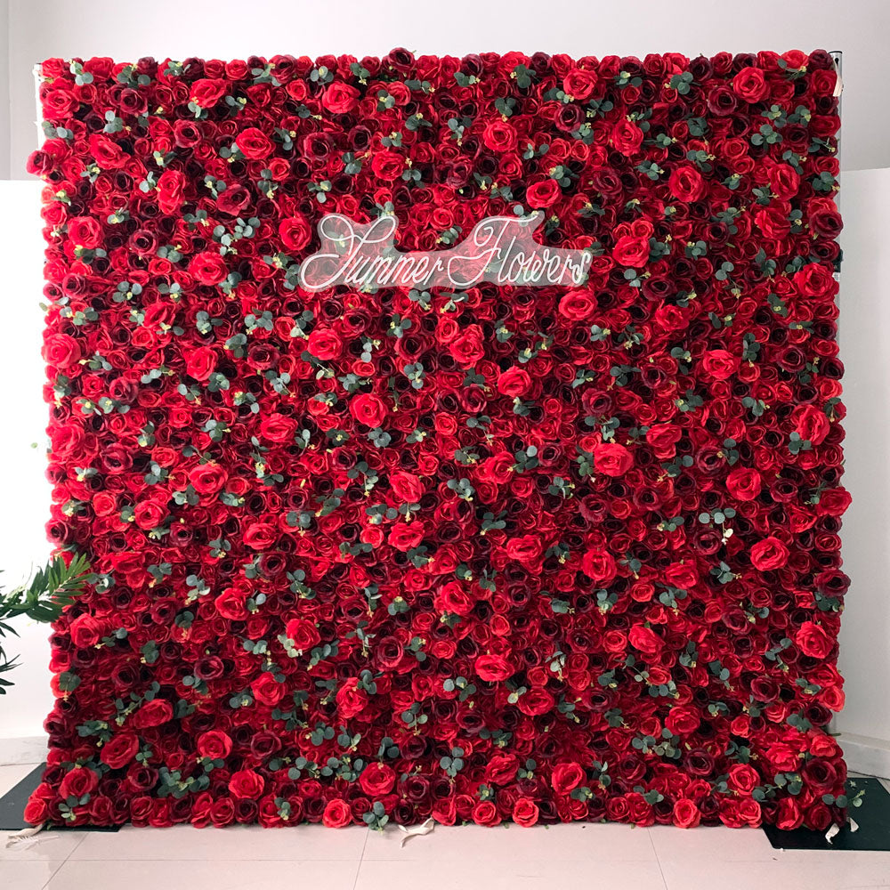 Summer Flower:CB-166 8ft*8ft Cloth Back Artificial Flower Wall Backdrop