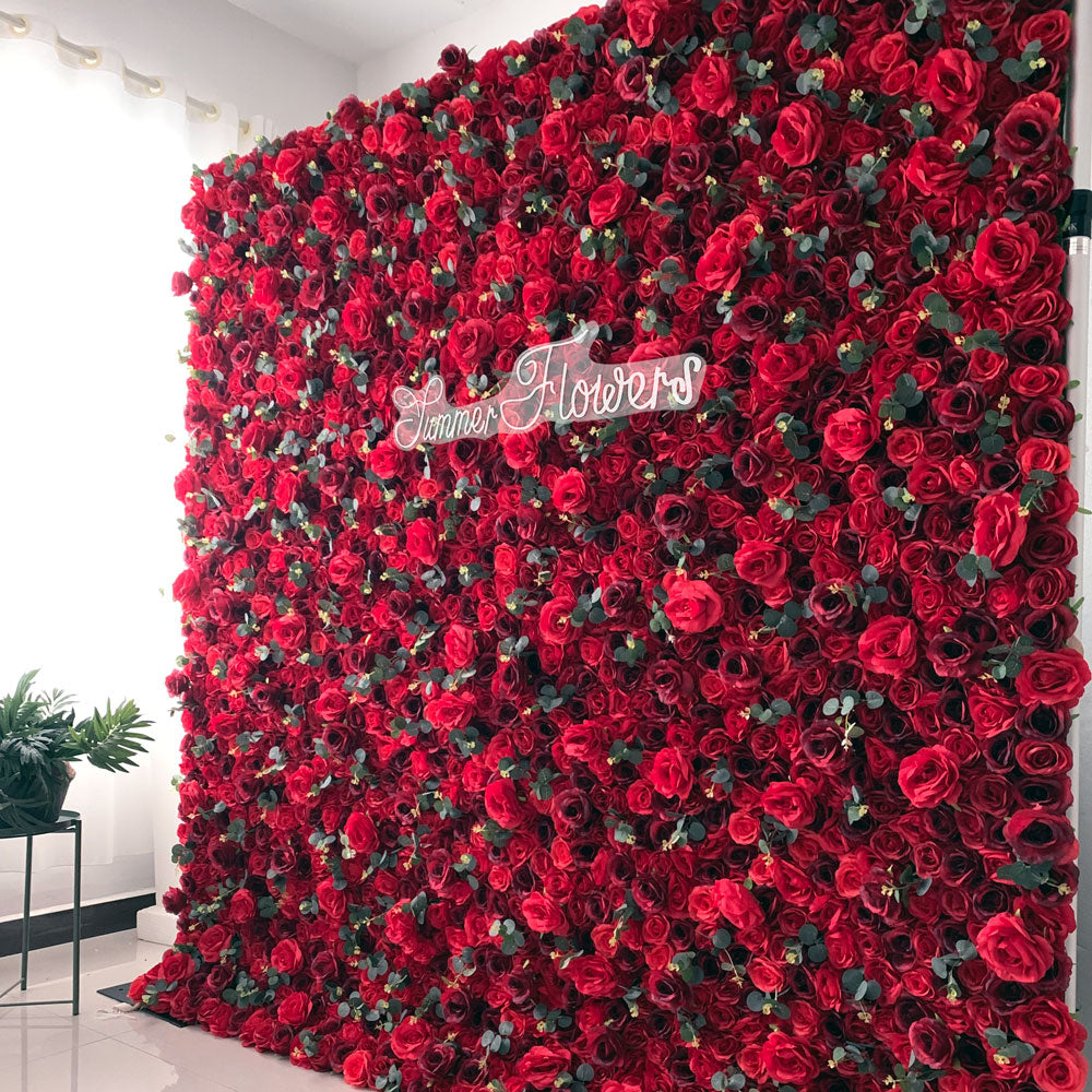 Summer Flower:CB-166 8ft*8ft Cloth Back Artificial Flower Wall Backdrop