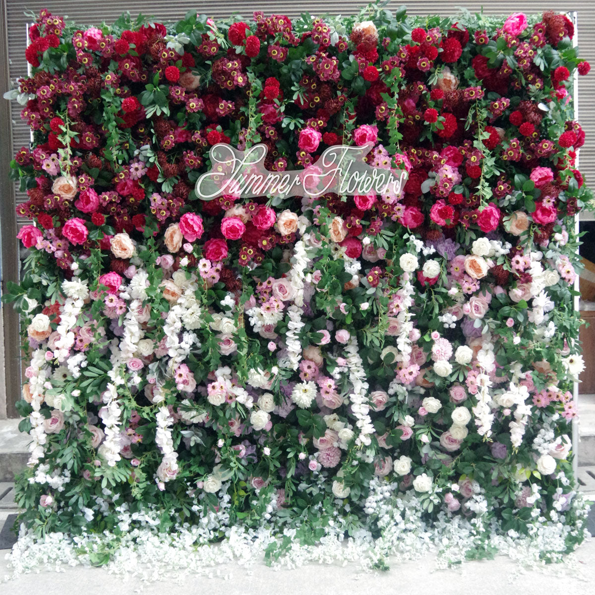 Summer Flower:CB-167 8ft*8ft Cloth Back Artificial Flower Wall Backdrop